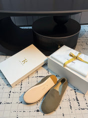 THE ROW 26S LOAFERS IN OLIVE GREEN CANVAS