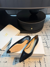 THE ROW 26S POINTED TOE HIGH HEELS 35MM IN BLACK CALFSKIN