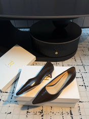 THE ROW 26S POINTED TOE HIGH HEELS 35MM IN DARK BROWN CALFSKIN
