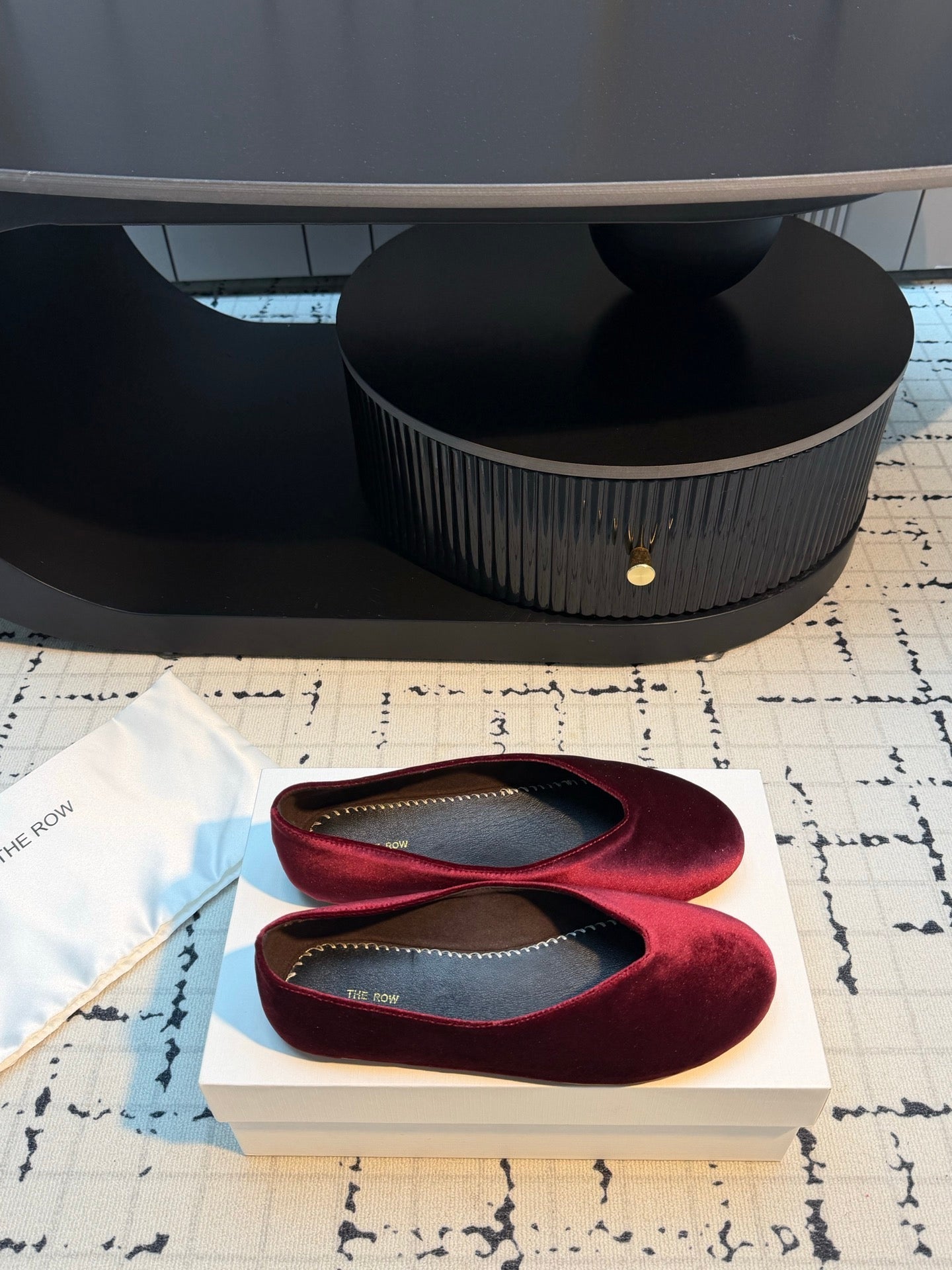 THE ROW 26S CLASSIC BALLET FLATS IN DARK RED VELVET