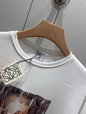 Loewe 25 Printed Round Neck Short Sleeve T-shirt White Cotton 215607