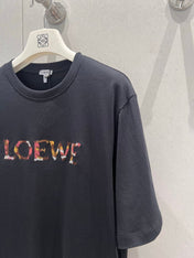 Loewe 25 Embroidered Short-sleeved T-shirt Black Cotton 221445