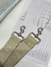 DIOR 26S BOOK TOTE BAG 42 IN LIGHT BLUE AND BEIGE BAYADERE FABRIC