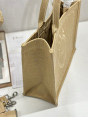 DIOR 26S BOOK TOTE BAG 36 IN BEIGE BAYADERE FABRIC