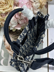 DIOR 26S BOOK TOTE BAG 20 IN NAVY BLUE AND BEIGE FABRIC OBLIQUE FABRIC
