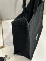 DIOR 26S BOOK TOTE BAG 42 IN BLACK BAYADERE FABRIC