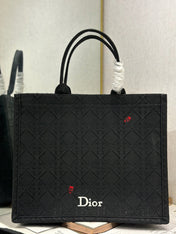 DIOR 26S BOOK TOTE BAG 42 IN BLACK BAYADERE FABRIC