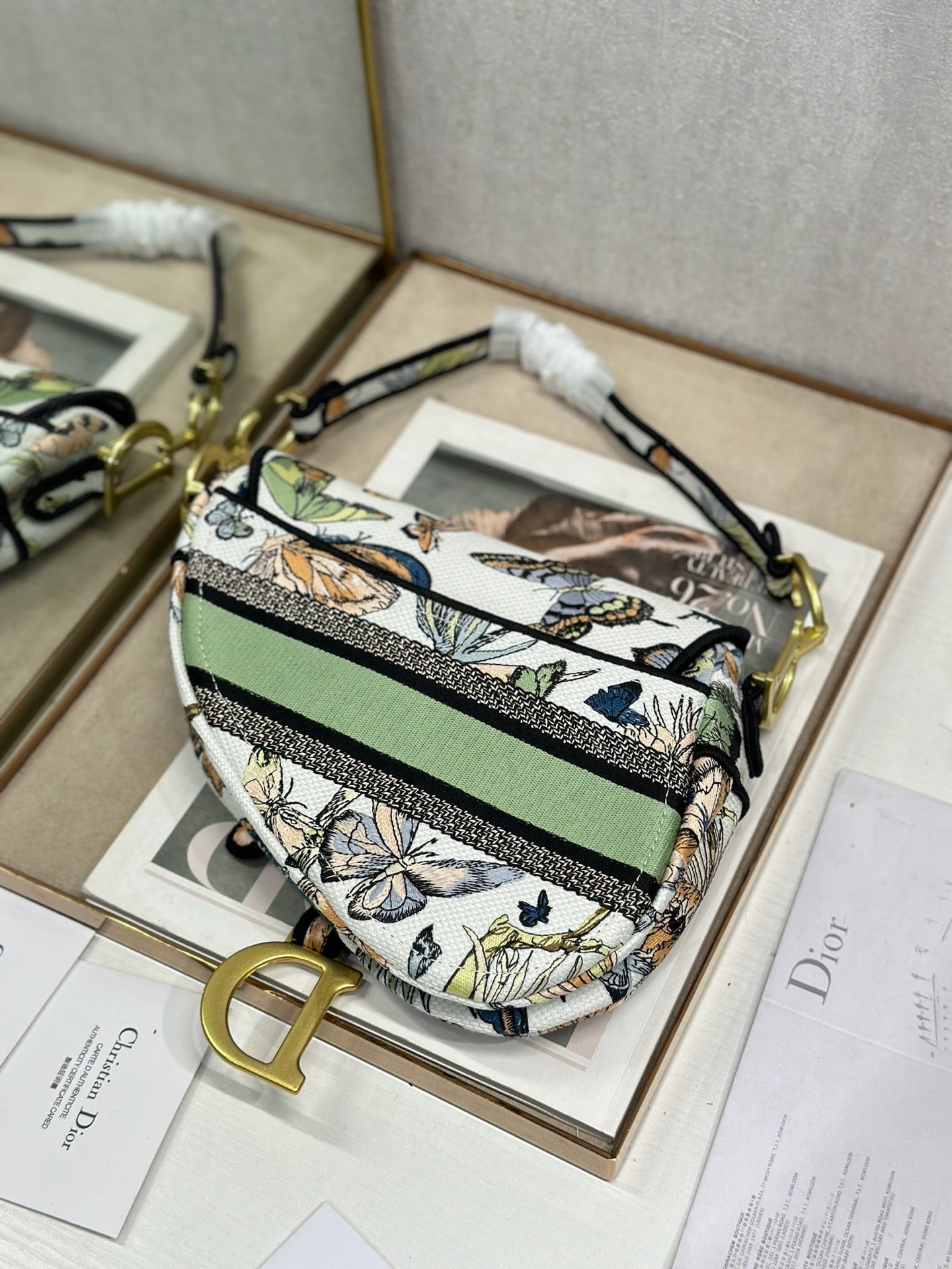 DIOR 26S SADDLE BAG 25 IN MUTICOLOR WOVEN FABRIC STYLE 3