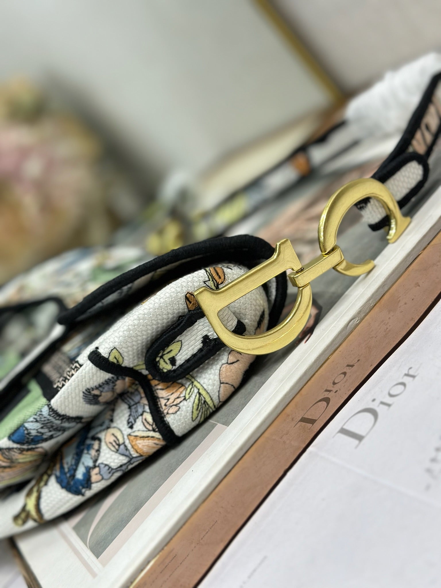 DIOR 26S SADDLE BAG 25 IN MUTICOLOR WOVEN FABRIC STYLE 3