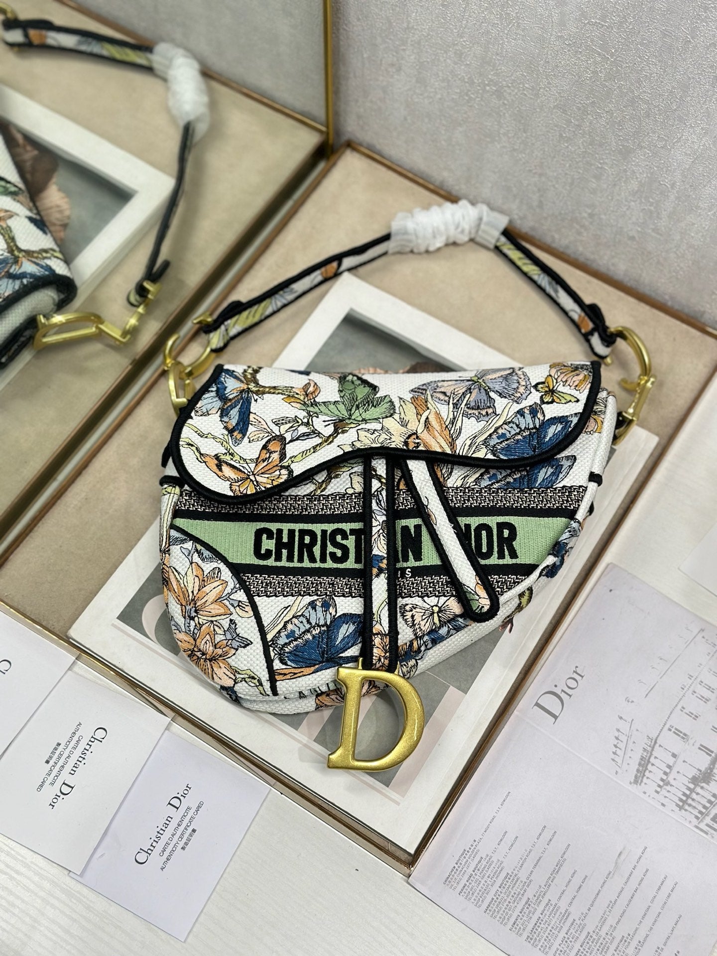 DIOR 26S SADDLE BAG 25 IN MUTICOLOR WOVEN FABRIC STYLE 3