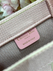 DIOR 26S MINI BOOK TOTE 26 IN LIGHT PINK WOVEN FABRIC