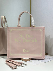 DIOR 26S LARGE BOOK TOTE 42 IN LIGHT PINK WOVEN FABRIC