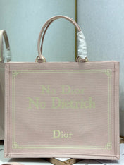 DIOR 26S LARGE BOOK TOTE 42 IN LIGHT PINK WOVEN FABRIC