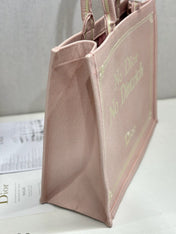 DIOR 26S LARGE BOOK TOTE 42 IN LIGHT PINK WOVEN FABRIC