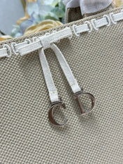 DIOR 26S MINI BOOK TOTE 26 IN BEIGE WOVEN FABRIC