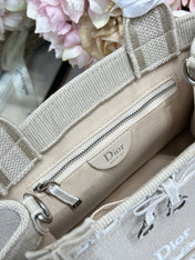 DIOR 26S MINI BOOK TOTE 26 IN BEIGE WOVEN FABRIC
