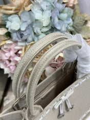 DIOR 26S MINI BOOK TOTE 26 IN BEIGE WOVEN FABRIC