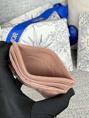 CARO FREESIA CARD HOLDER 10 IN BABY PINK CANNAGE CALFSKIN
