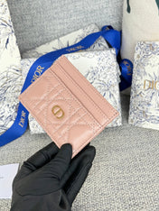 CARO FREESIA CARD HOLDER 10 IN BABY PINK CANNAGE CALFSKIN