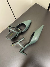 MORRAINE SLINGBACK PUMPS IN TEAL GREEN CALFSKIN