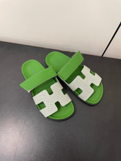 CHYPRE SANDAL GREEN MIX CREAM CALFSKIN