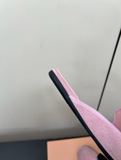 BOW MULES IN DUST PINK SUEDE
