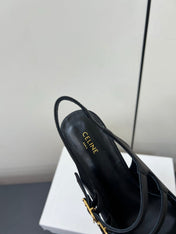 JUDY DOUBLE STRAP MARY JANE SLINGBACK IN BLACK SMOOTH CALFSKIN