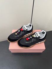 TYRE SNEAKERS IN BLACK TECHNICAL FABRIC AND SUEDE WITH STICKER