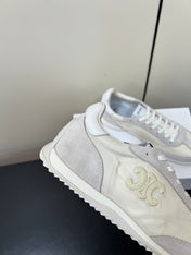 CELINE 25S RACER FORREST GUMP SNEAKERS IN IVORY AND GRAY MERCERIZED CALFSKIN