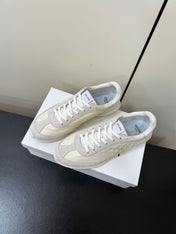 CELINE 25S RACER FORREST GUMP SNEAKERS IN IVORY AND GRAY MERCERIZED CALFSKIN