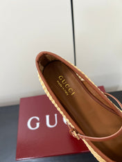 GG MARY JANE 25S IN NATURAL STRAW WITH GOLD HARDWARE