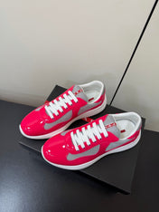 PRADA 26S SNEAKERS IN PINK PATENT CALFSKIN AND WHITE MESH