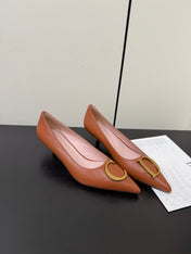 DIOR 26S POINTED-TOE HIGH HEELS 35MM IN RUST BROWN CALFSKIN GOLD HARDWARE