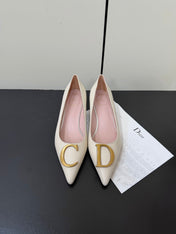 DIOR 26S POINTED-TOE HIGH HEELS 35MM IN CREAM WHITE CALFSKIN GOLD HARDWARE