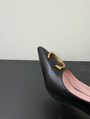 DIOR 26S POINTED-TOE HIGH HEELS 70MM IN BLACK CALFSKIN GOLD HARDWARE