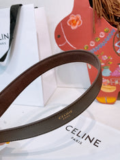 CELINE 26S BELT 25 MM IN DARK BROWN SUEDE 653080