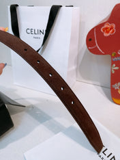 CELINE 26S BELT 25 MM IN DARK BROWN SUEDE 653080