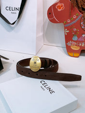 CELINE 26S BELT 25 MM IN DARK BROWN SUEDE 653080