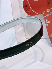 CELINE 26S BELT 25 MM IN SILVER CALFSKIN 653081