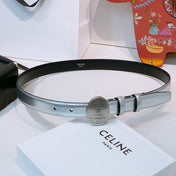 CELINE 26S BELT 25 MM IN SILVER CALFSKIN 653081