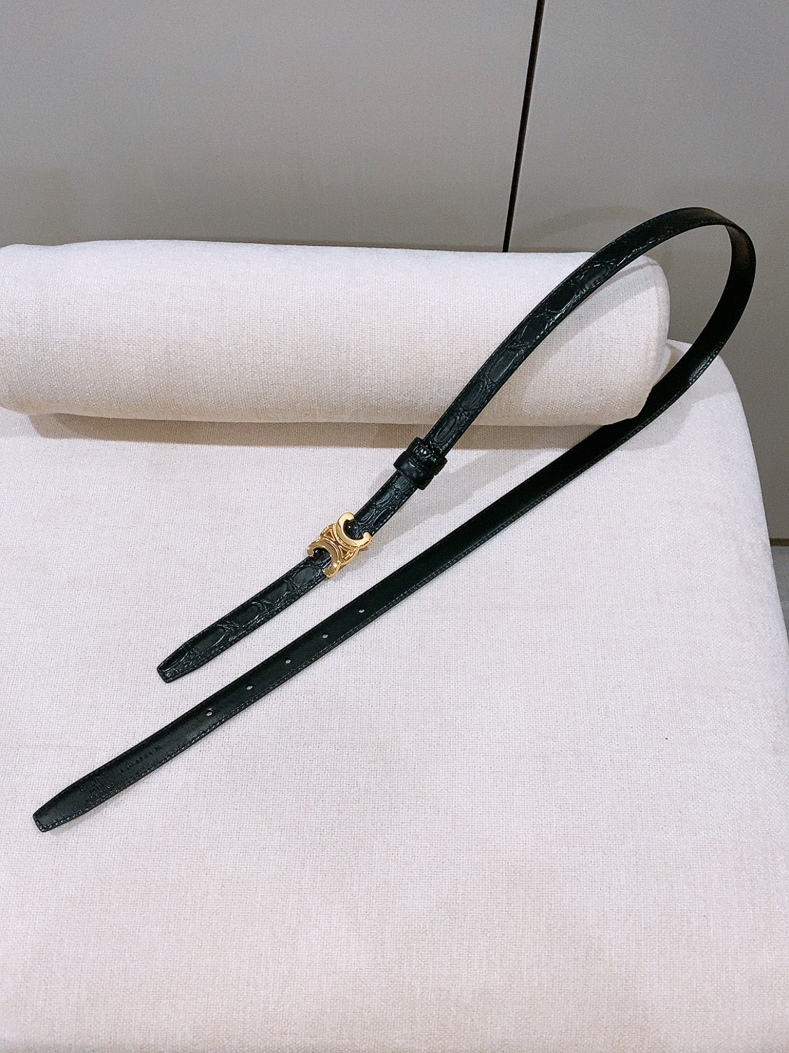 CELINE 26S BELT 18 MM IN BLACK CALFSKIN 656085