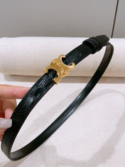CELINE 26S BELT 18 MM IN BLACK CALFSKIN 656085