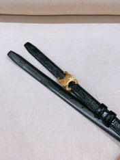 CELINE 26S BELT 18 MM IN BLACK CALFSKIN 656085