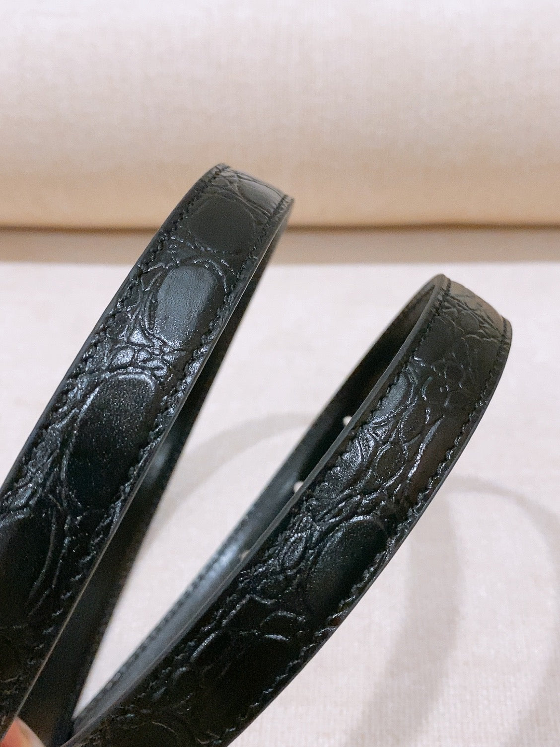 CELINE 26S BELT 18 MM IN BLACK CALFSKIN 656085