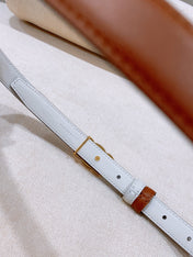 CELINE 26S REVERSIBLE BELT 18 MM IN WHITE AND BROWN CALFSKIN 656088