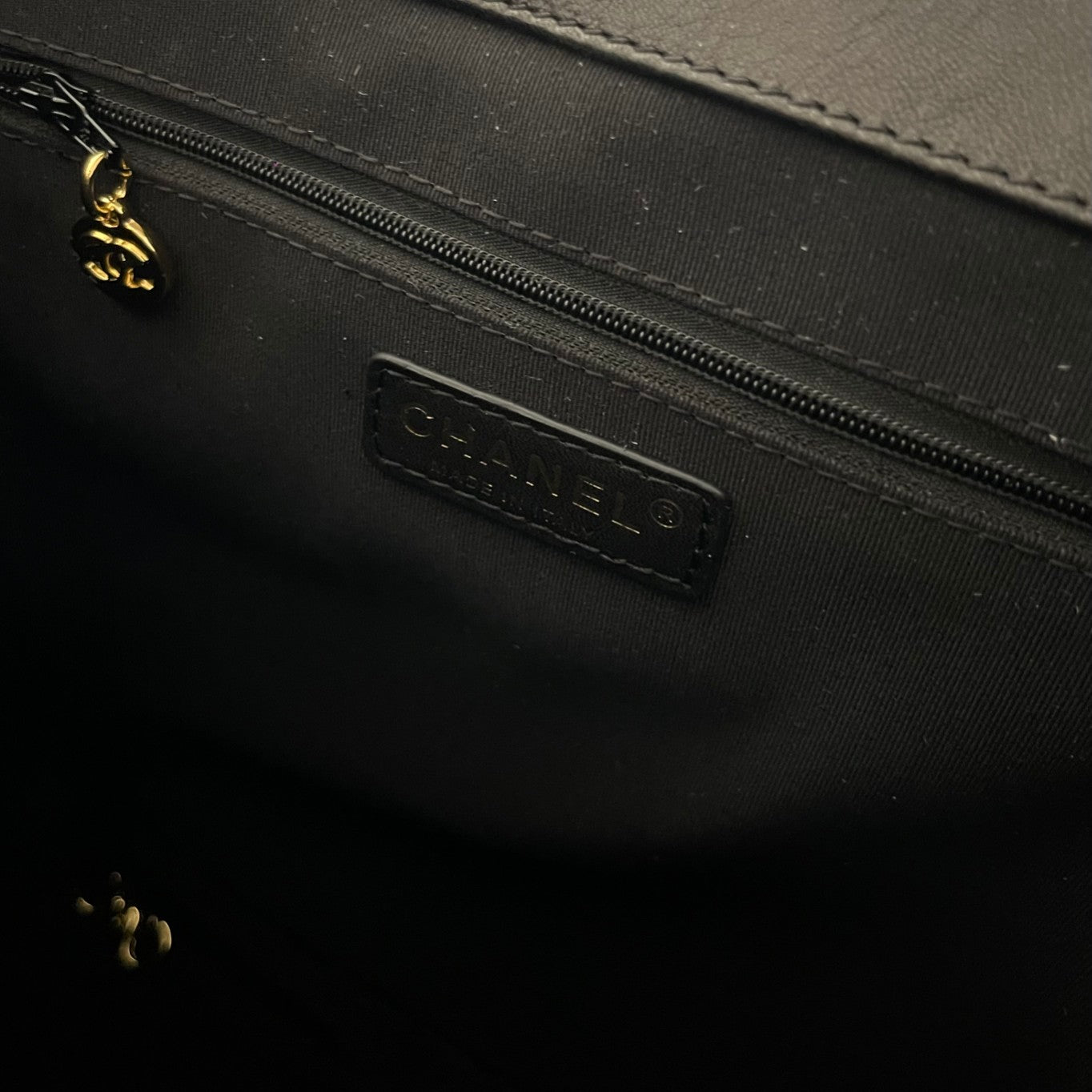 CHANEL 26S TOP HANDLE SHOPPING BAG 34 IN BLACK LAMBSKIN GOLD HARDWARE