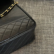 CHANEL 26S TOP HANDLE SHOPPING BAG 34 IN BLACK LAMBSKIN GOLD HARDWARE