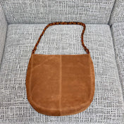 CHANEL 26S LARGE HOBO BAG 33 IN COGNAC BROWN SUEDE TORTOISE RESIN CHAIN