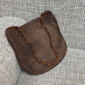 CHANEL 26S LARGE HOBO BAG 33 IN DARK BROWN SUEDE TORTOISE RESIN CHAIN