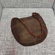 CHANEL 26S LARGE HOBO BAG 33 IN DARK BROWN SUEDE TORTOISE RESIN CHAIN